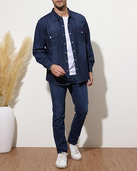 Denim Shirt Stretch Cotton Cowboy Shirts