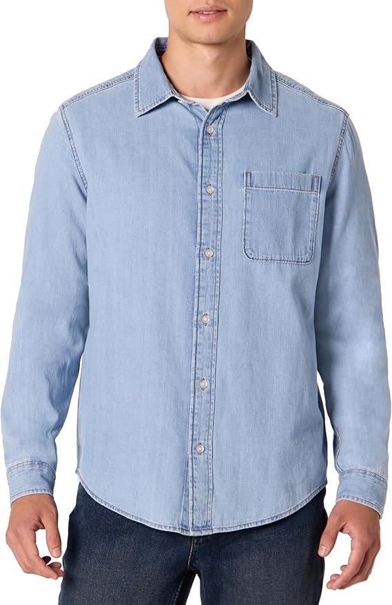 Men's Regular-Fit Long-Sleeve Button-Down Denim Shirt