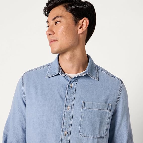 Men's Regular-Fit Long-Sleeve Button-Down Denim Shirt