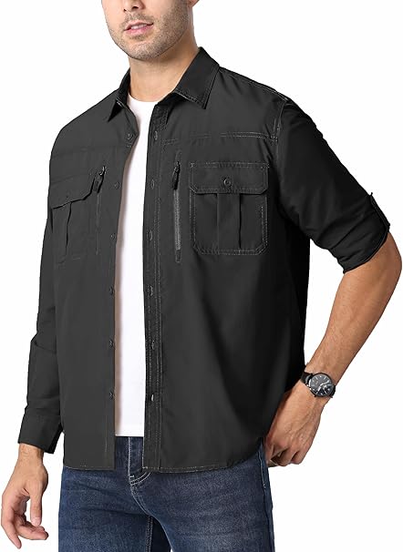 Men's Shirts Button-Down Roll Up Sleeve Shirt