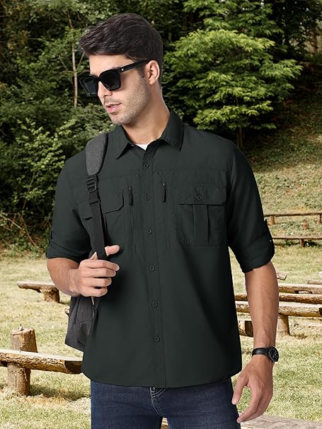 Men's Shirts Button-Down Roll Up Sleeve Shirt