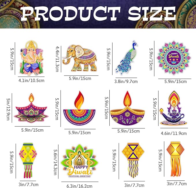 12 Pcs Diwali Hanging Decorations