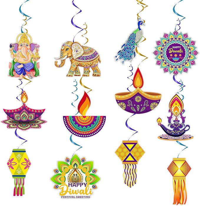 12 Pcs Diwali Hanging Decorations